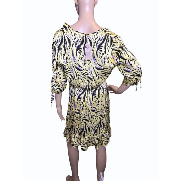 NWT‎ ESQUALO Wrap Dress Zebra Print Yellow Black  Size 8, Ruffle Feminine - Picture 12 of 16